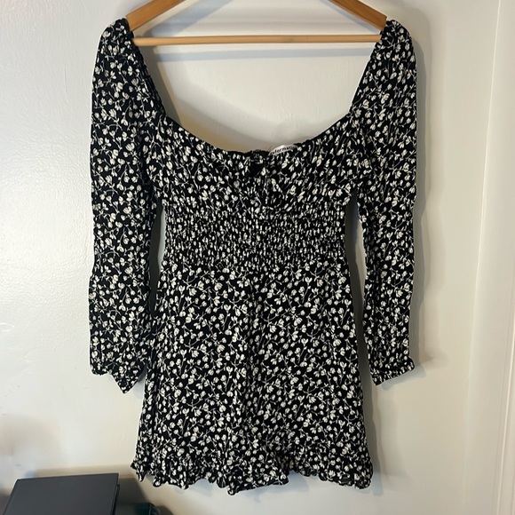 Reformation Rue Maria Black and White Floral Mini Dress - Picture 2 of 12